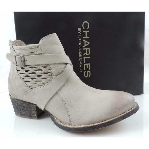 CHARLES by Charles David York Cutout Side Booties Taupe Washed Nubuck - Picture 3 of 8